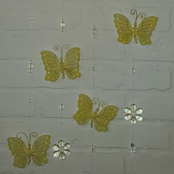 Yellow Beaded Wire Butterfly Hanging Mobiles - Picture 5 of 13
